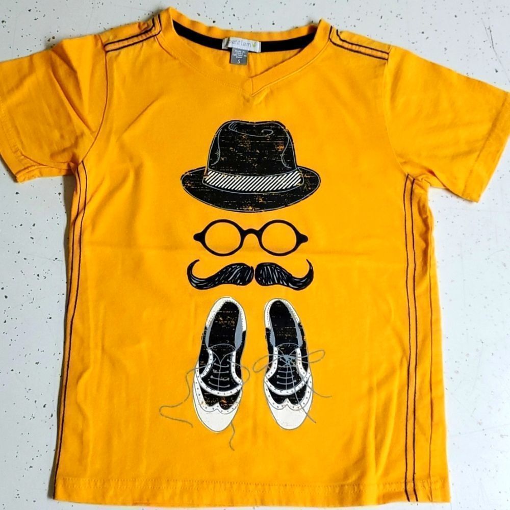 Boys Petit Lem 5 cute hipster mustache t-shirt